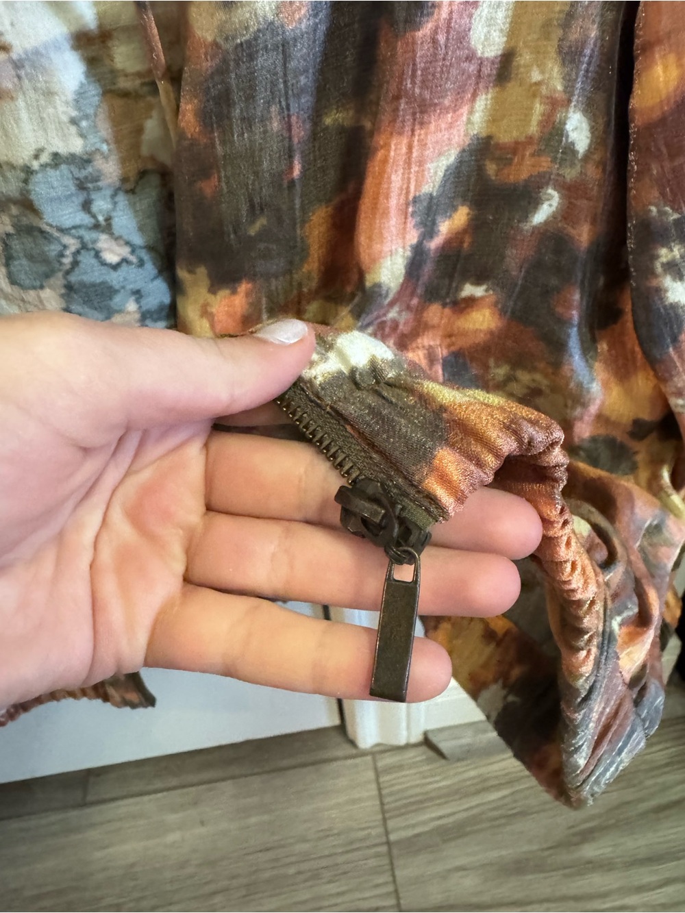 Ruby Rd. Coper and Brown/Multi-Color Abstract Bomber Jacket - Picture 4 of 4